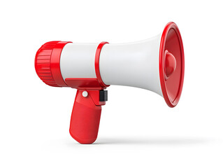 Red megaphone 3d illustration isolated on a white background
