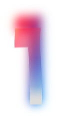 Number 1  png offset color font, transparent background