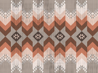 Orange aztec pattern on gray background.Chevron.Triangle pattern.Vertical pattern.Zigzag.Yarn.Seamless.DIgital design.Illustration.Modern.Design for rug.Blanket.Carpet.Printing.Tablecloth.Knitted