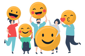 Happy people illustration png, flat design characters transparent background