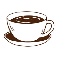Obraz premium Png cute coffee cup doodle illustration, transparent background