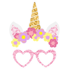 Cute unicorn party props transparent png
