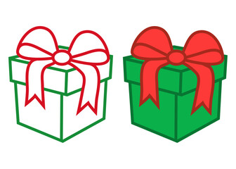 Cajas de regalo con lazo de cinta con línea exterior y relleno, para su uso en felicitaciones y tarjetas de Navidad, San Valentín o cumpleaños