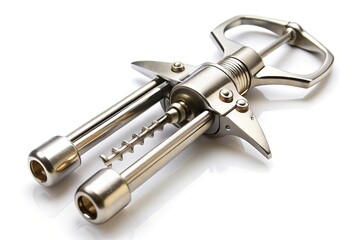 Wine opener isolated on white background in macro view