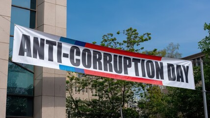 ANTI CORRUPTION DAY BANNER BACKGROUND,TYPOGRAPHY TEMPLATE COVER DESIGN ILLUSTRATION FOR MAKRETING, BROCHURE, FLYER, CARD, 3D LOGO, MOCKUP, DIGITAL PRINTING,SVG,PNG.	