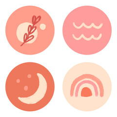 Instagram story highlights icons set transparent png