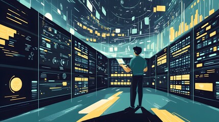 Fototapeta premium Database Developer Illustration Concept. 