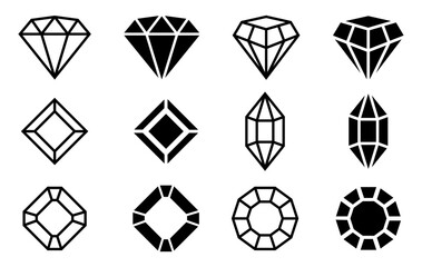 Geometric Gemstone Shapes Vector Set