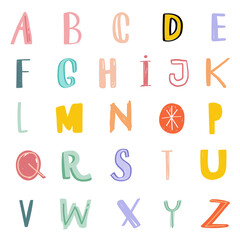 Hand drawn alphabet png doodle font typography set