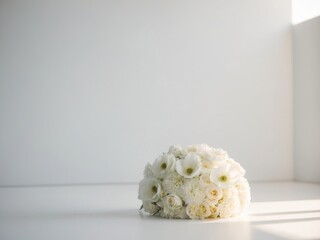 Vintage cinematic style of white floral arrangement.