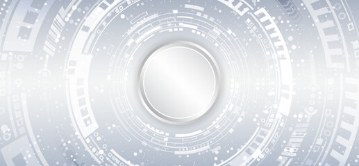 Obraz premium Internet communications, big data, digital technologies. High tech banner. Technological geometric background consisting of circles on a grey background.