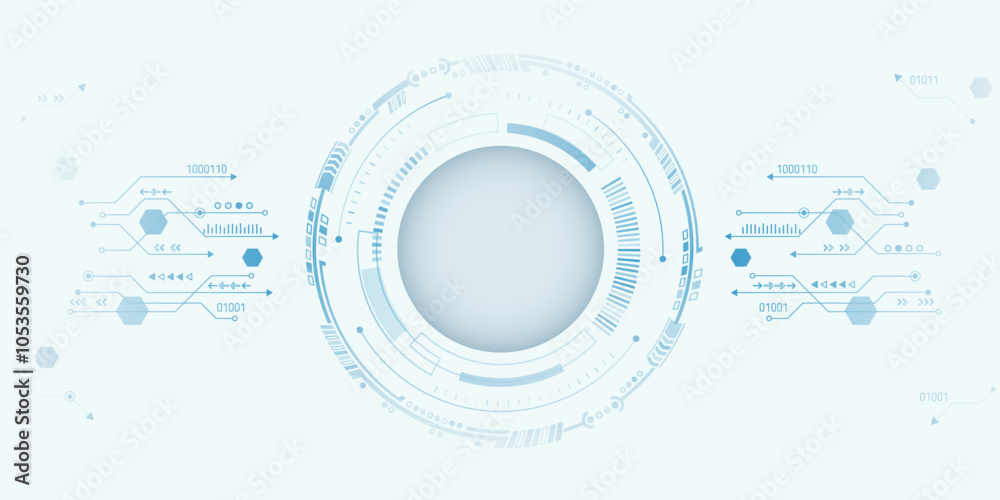 Poster Abstract circuit board, futuristic concept. Data transfer and protection, internet communication on a grey background. High computer technology design. Modern science vector presentation.