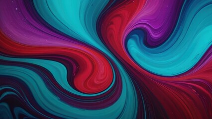 Fototapeta premium Vibrant abstract swirl of turquoise, purple, and red hues, creating a fluid, dynamic pattern perfect for backgrounds and modern designs