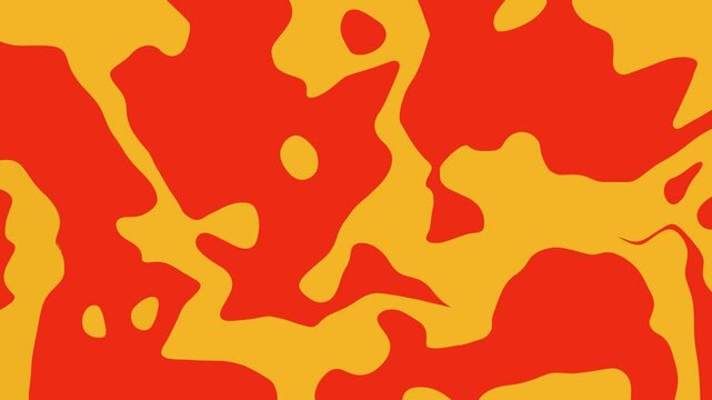 Dynamic animation of abstract pattern with vibrant orange and yellow splashes. Ideal for energetic backgrounds, creative projects, and eye-catching designs