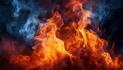 Close-Up Illustration of Dramatic Fire and Smoke