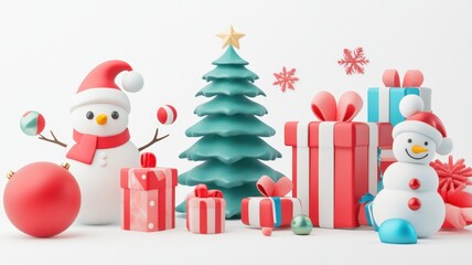 3d Christmas icons set,Christmas decoration element,Surprise winter holiday realistic objects,Decoration elements for greeting cards banners,Merry Christmas and happy new year greeting concept.