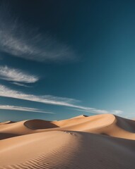 Naklejka premium Desert Landscape with Rippled Sand Dunes and Blue Sky.