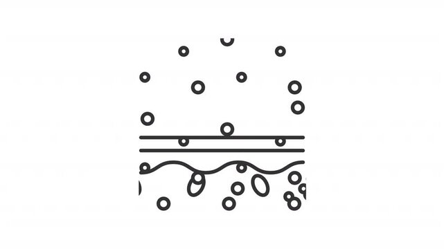 Nutrient absorption line animation. Animated dots moving through layers icon. Metabolism concept. Black illustration on white background. HD video with alpha channel. Motion graphic