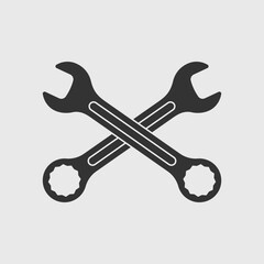 Wrenches graphic icon. Two crossed spanners sign isolated on white background. Technical assistance symbol. Vector illustration