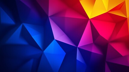 Obraz premium Abstract background with colorful low-poly shapes, vibrant colors, dark blue and red, yellow and purple, wallpaper design for a poster, cover, or presentation.