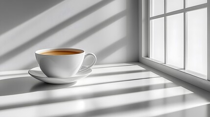 Obraz premium Cozy Coffee Moment with Sunlight and Shadows