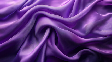 Obraz premium A close-up of flowing purple silk fabric draped elegantly in soft light, highlighting its smooth texture and rich color variations