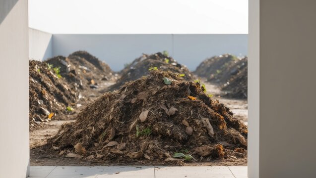 Composting Windrows of Organic Waste for Fertilizer Production.