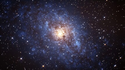 Fototapeta premium A dark blue night sky filled with twinkling stars. The image shows a sparkling galaxy with a constellation of stars against a cosmic background.