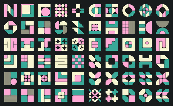 Collection of modern vector shapes and retro futuristic elements