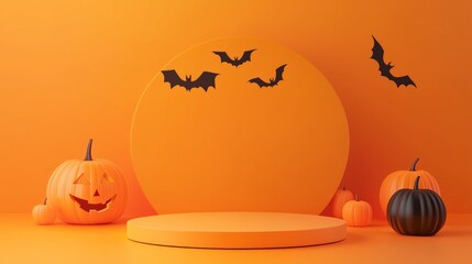 A Halloween scene with a pumpkin, a pumpkin with a face