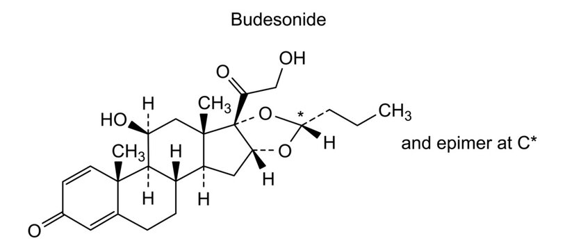 Chemical structure of budesonide, drug substance