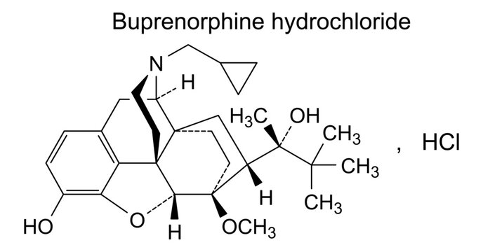 Chemical structure of buprenorphine hydrochloride, drug substance