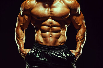 Fototapeta premium Muscled man performing fitness training at the gym. Generative AI