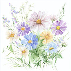 Wildflower wallpaper on a white background, set in a square frame.