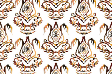 Obraz premium Cross stitch pattern concept featuring ethnic geometric design. design for fabric, curtain, background, carpet, wallpaper, clothing, wrapping, batik, and vector illustration