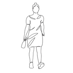 One continuous single drawing line art doodle white wine, alcohol, bottle, female, girl, woman. Isolated flat illustration hand draw contour on a white background
