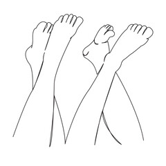 One continuous single drawing line art flat doodle leg, female, girl, healthy, lifestyle. Isolated image hand draw contour on a white background
