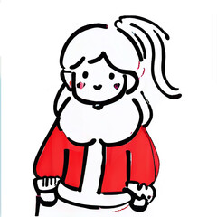 Fototapeta premium AI generates doodle line art of a girl wears santa claus costume