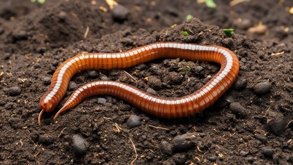 The  Realistic Earthworms Crawling on Fresh Soil, Isolated on Transparent Background, Ideal for Nature, Gardening, and Environmental Conservation-Themed Illustrations