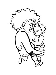 Woman with baby on white background
