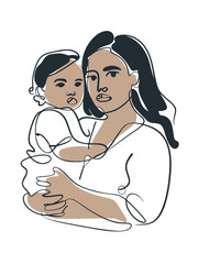 Woman with baby on white background
