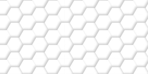 Vector Minimal White Hexagonal Background. Luxury White Pattern. 3D Futuristic abstract honeycomb mosaic white background. geometric mesh cell texture. modern futuristic wallpaper.
