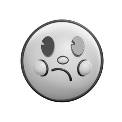 Retro 3D Confused Emoticon Face Illustration
