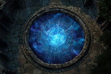 Ancient Stone Structure with Cosmic View.