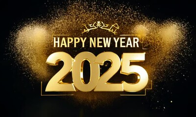 Happy New Year 2025 with Champagne Splash
