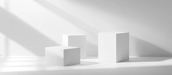 White Cubes on a White Background with Sunbeams