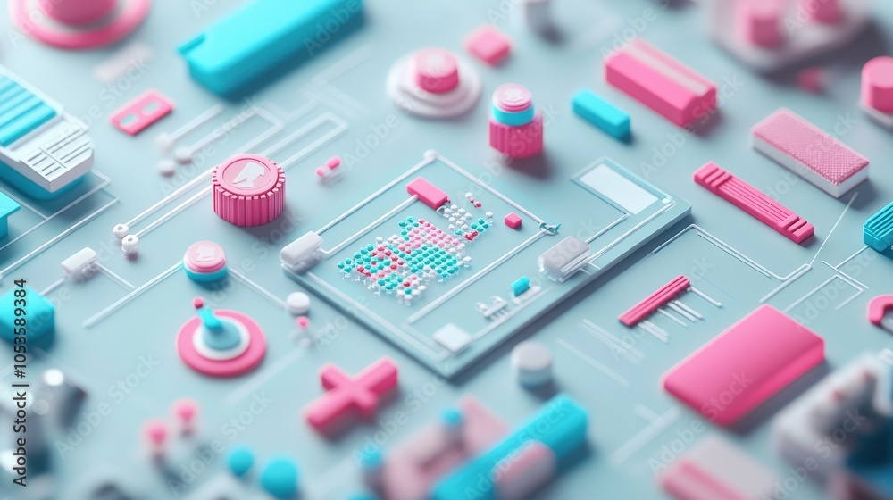 Aufkleber Vibrant geometric patterns in technology design featuring abstract elements and textures