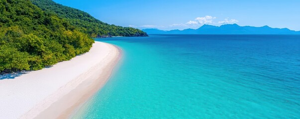 Obraz premium Aerial view of a stunning Thai island landscape with white sand beaches and turquoise waters
