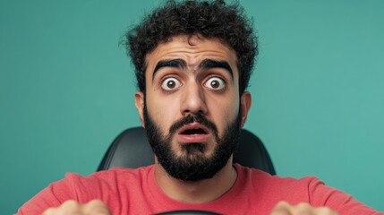 Obraz premium A person driving with an expression of surprise, possibly reacting to an unexpected situation