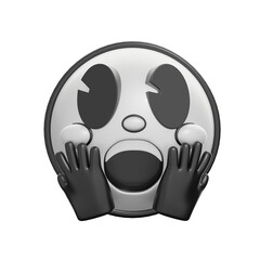 Retro 3D Shocked Face Emoticon Illustration